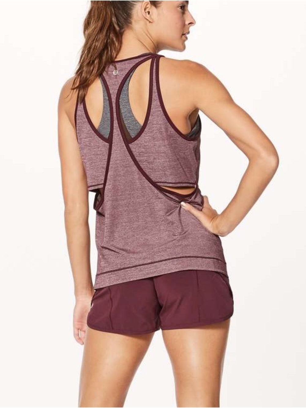 Lululemon Run The Day Tank Top Heathered Adobe Red Size 4 Small
